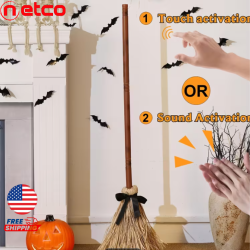🧹🎃 “Spooky Floating Broomstick 👻✨ | Animated Halloween Decoration with Lights & Creepy Sounds”