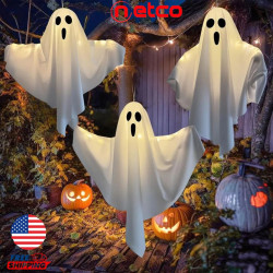 👻 Fantasma Colgante con Luces LED – ¡Brilla y Asusta en Halloween! 💡