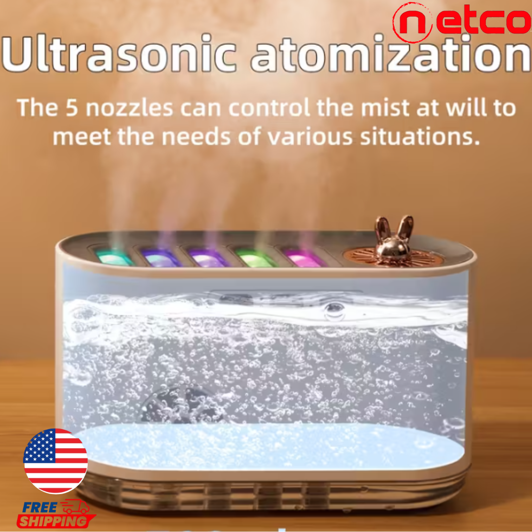 “Humidificador Ultrasónico 5 en 1 ️✨ | Aromaterapia, Luces LED Mágicas & Niebla Relajante para Hogar u Oficina”