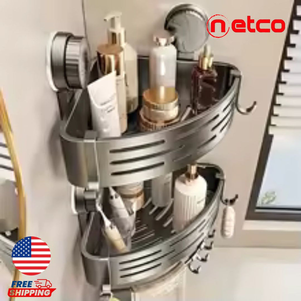 Stainless Steel Corner Bathroom Shelf – No Drilling Required