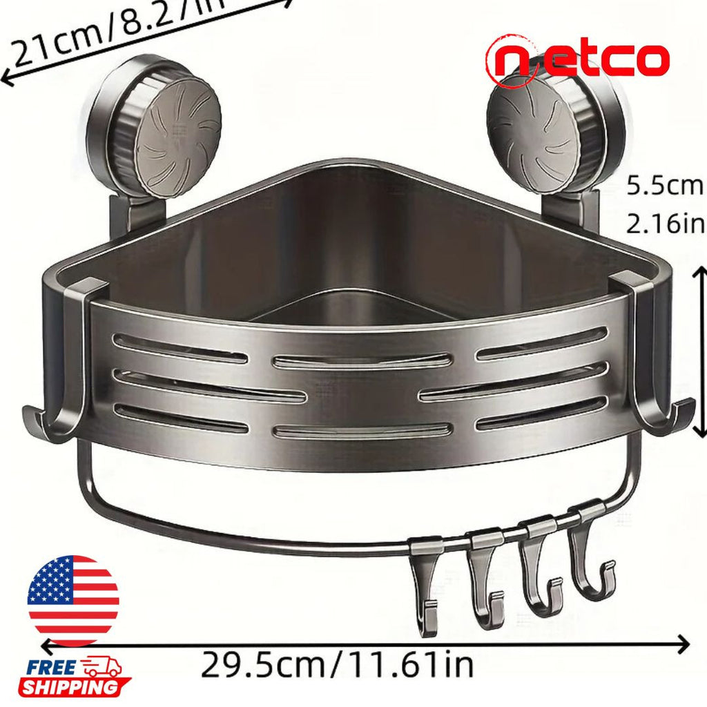 Stainless Steel Corner Bathroom Shelf – No Drilling Required