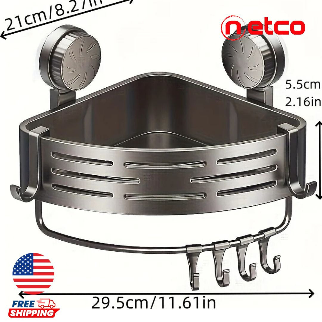 Stainless Steel Corner Bathroom Shelf – No Drilling Required