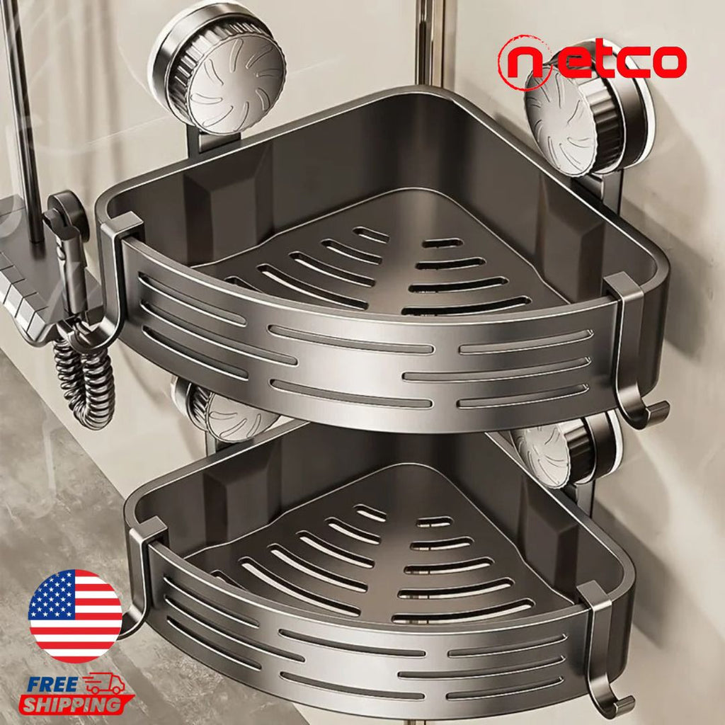 Stainless Steel Corner Bathroom Shelf – No Drilling Required