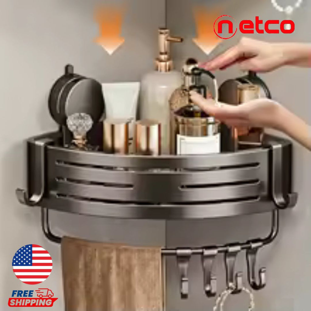 Stainless Steel Corner Bathroom Shelf – No Drilling Required