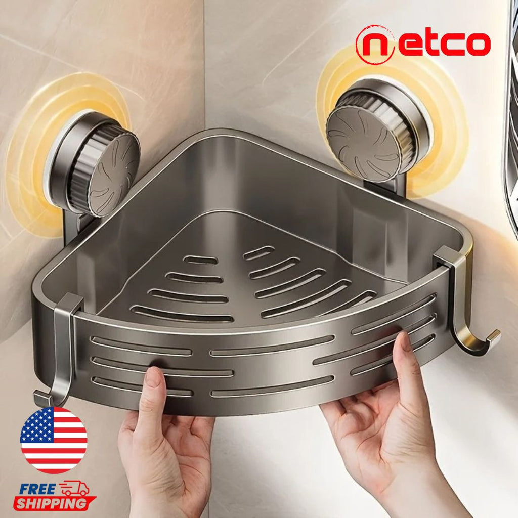 Stainless Steel Corner Bathroom Shelf – No Drilling Required
