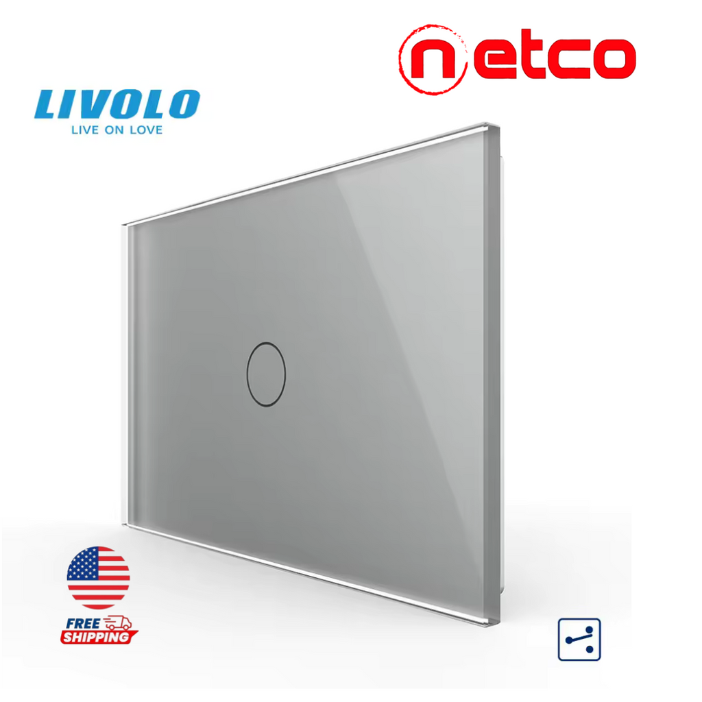 Interruptor de pared táctil Livolo | 1 pandilla 2 vías | Panel de vidrio templado EE. UU./AU | Interruptor de luz eléctrico inteligente 110-240V ⚡