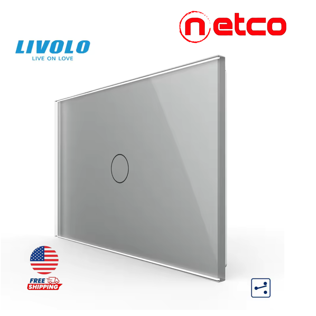 Interruptor de pared táctil Livolo | 1 pandilla 2 vías | Panel de vidrio templado EE. UU./AU | Interruptor de luz eléctrico inteligente 110-240V ⚡