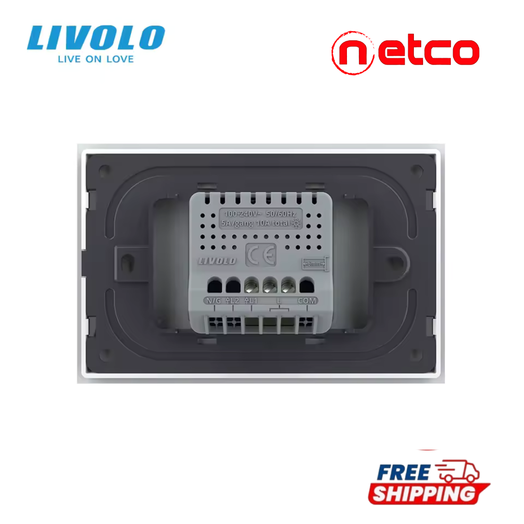 Interruptor de pared táctil Livolo | 1 pandilla 2 vías | Panel de vidrio templado EE. UU./AU | Interruptor de luz eléctrico inteligente 110-240V ⚡