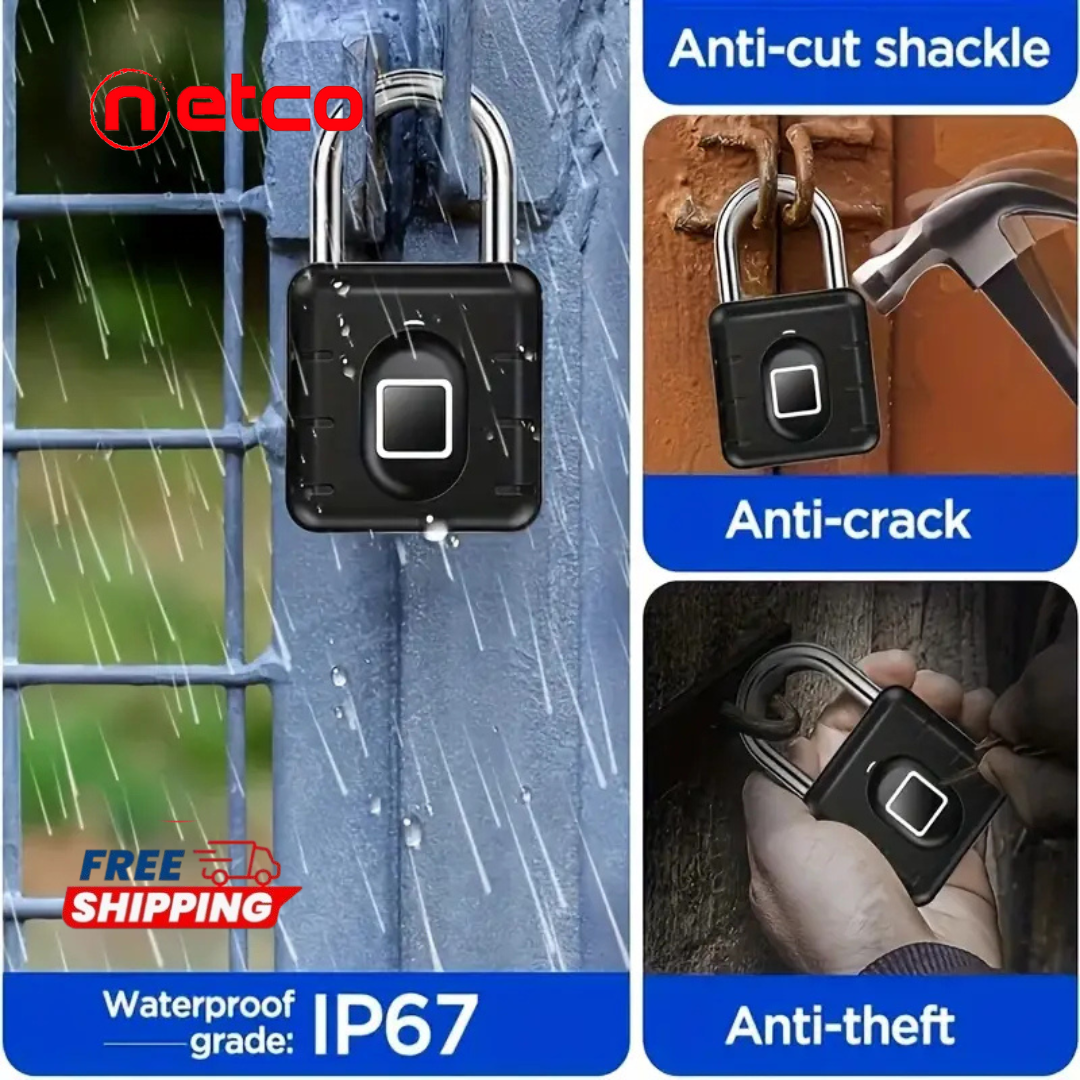 Candado inteligente con huella dactilar – Desbloqueo en 1 segundo, recargable e impermeable