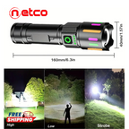 Telescopic LED Flashlight with Zoom  | Super Bright, USB Rechargeable & Long-Range Beam