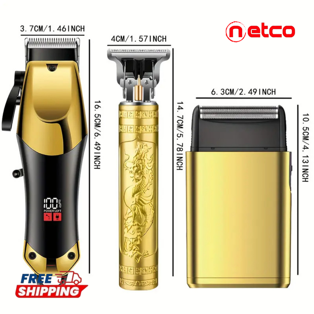 Men’s Beard & Hair Grooming Kit ✂️ | USB Rechargeable Trimmer + Electric Shaver — Precision & Style in One