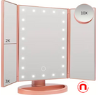 Espejo de Maquillaje, Espejo de Tocador Ajustable con Diseño de Triple Pliegue y 21 Luces LED