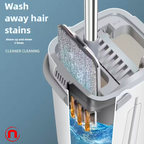 Hands-free floor mop with bucket, for wet and dry cleaning, ideal for bedroom, kitchen, living room and bathroom