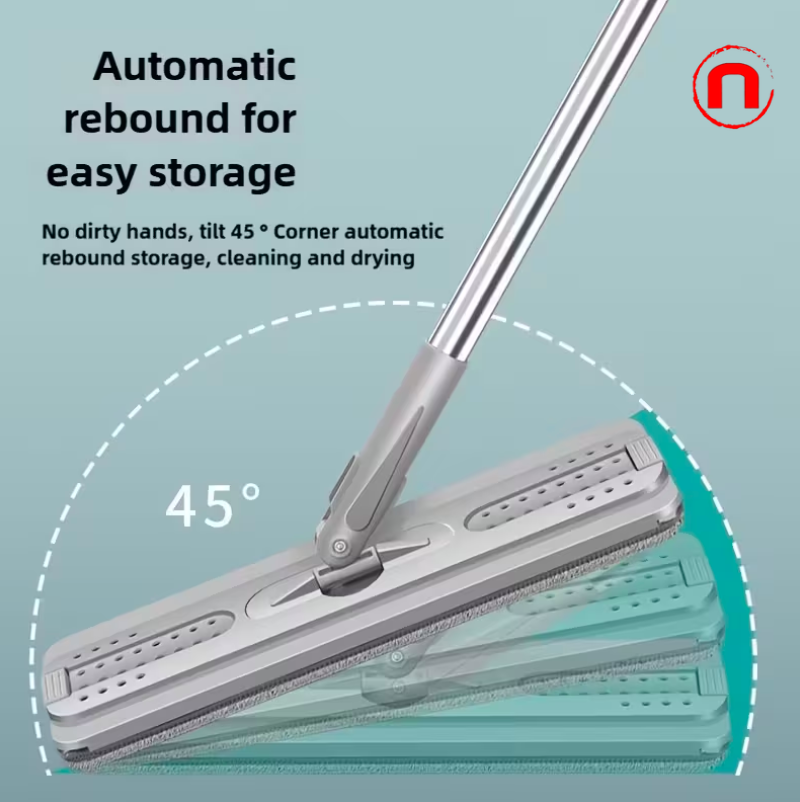 Hands-free floor mop with bucket, for wet and dry cleaning, ideal for bedroom, kitchen, living room and bathroom