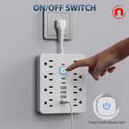 Regleta con protector de sobretensión 14 en 1 con 8 tomas de CA, 4 puertos USB-A y 2 puertos USB-C