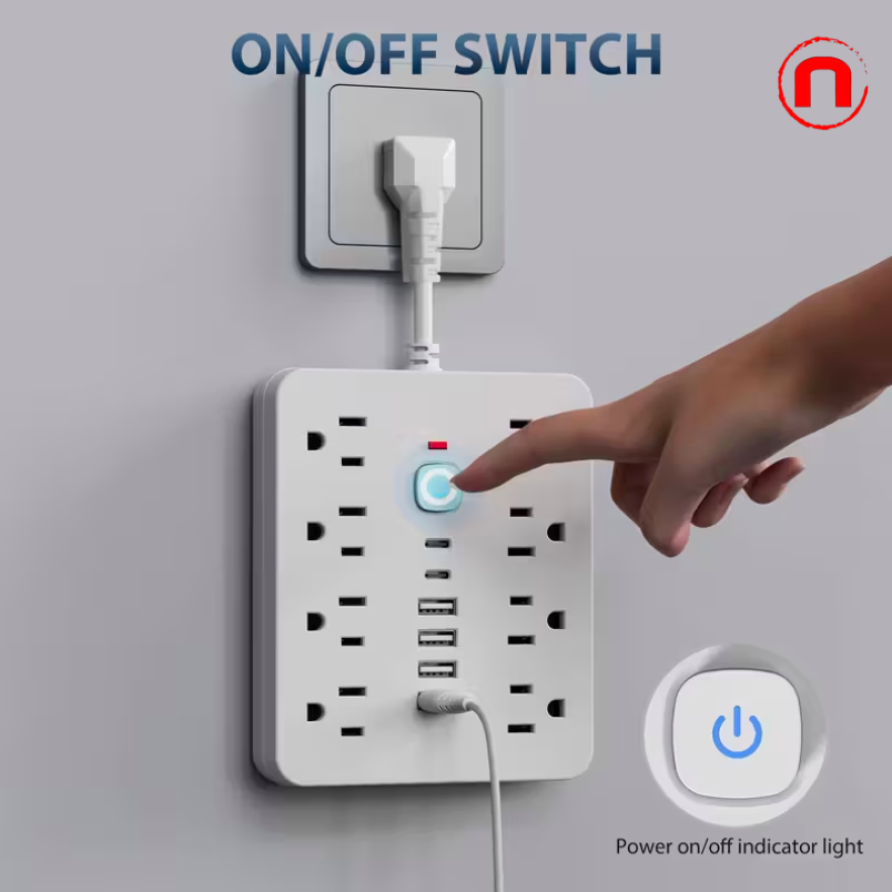 14-in-1 Surge Protector Power Strip with 8 AC Outlets, 4 USB-A Ports and 2 USB-C Ports