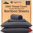 Juego de ropa de cama de bambú individual - Transpirable y suave - Fundas de almohada, sábana encimera y sábana bajera