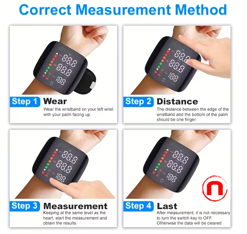 Digital Wrist Blood Pressure Monitor | LCD Display, Adjustable Cuff and Irregular Heartbeat Detection