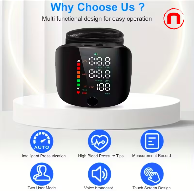 Digital Wrist Blood Pressure Monitor | LCD Display, Adjustable Cuff and Irregular Heartbeat Detection