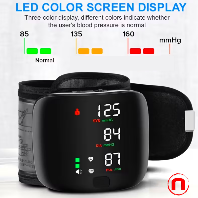 Digital Wrist Blood Pressure Monitor | LCD Display, Adjustable Cuff and Irregular Heartbeat Detection
