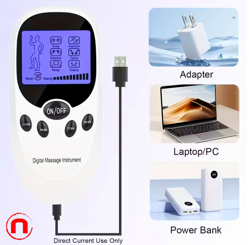 Muscle stimulator, pulse massager for muscle relief with 8 electrodes