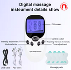 Muscle stimulator, pulse massager for muscle relief with 8 electrodes