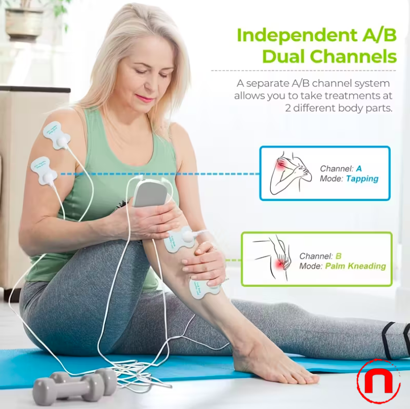 Muscle stimulator, pulse massager for muscle relief with 8 electrodes