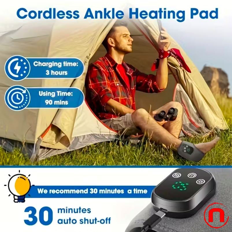 Masajeador de tobillo ajustable con temperatura y vibración regulables