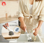 Juego de 3 cepillos lavaplatos resistentes con dispensador de detergente