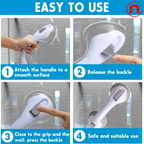 2 pieces of heavy-duty, no-drill bathroom grab bars with suction cup base