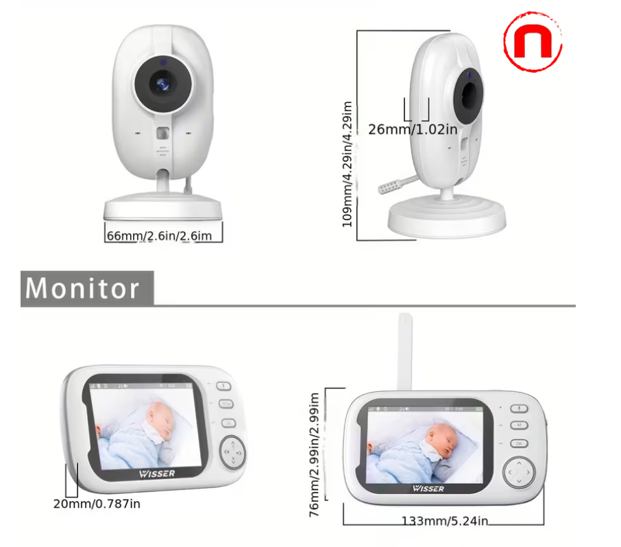 Cámara Vigilabebés, Monitor con Cámara y Visión Nocturna, Sin Wifi, Pantalla de 5"