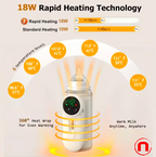 Portable Smart Baby Bottle Warmer and Thermos Cup with Leak-Proof Design, Wireless Operation, and Fast Charging
