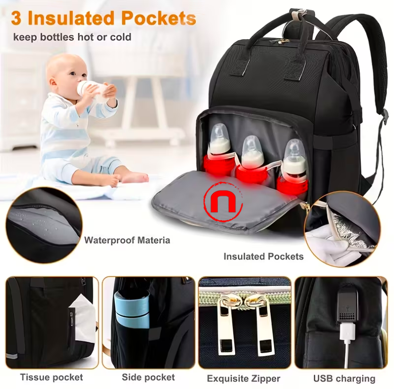 Diaper backpack, multifunctional changing bags for babies