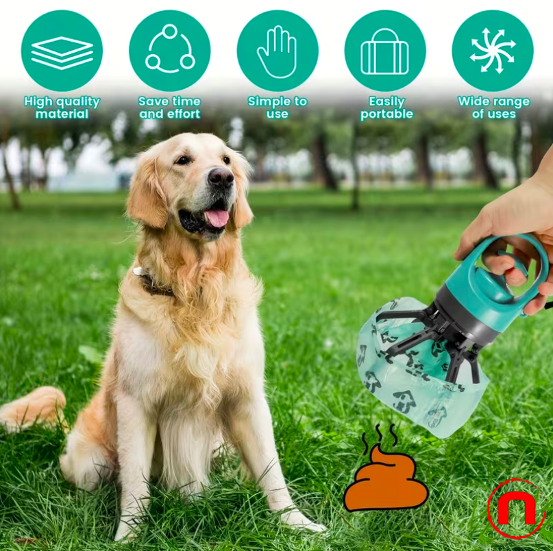 Portable Dog Poop Scooper with Bag Dispenser