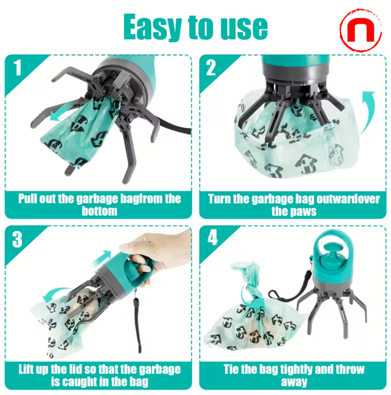 Portable Dog Poop Scooper with Bag Dispenser