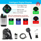 Portable pet shower with temperature display, 6000 mAh battery