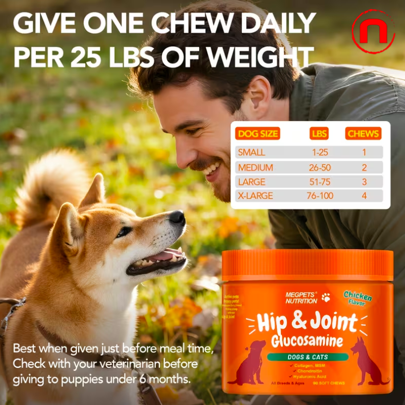 90 Soft Joint and Hip Biscuits for Dogs and Cats