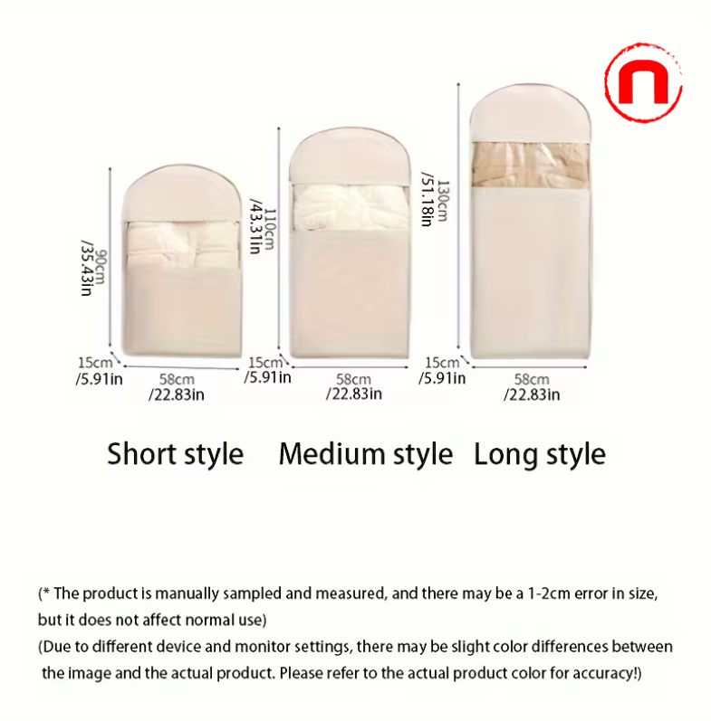 Bolsa de compresión colgante beige en 3 tamaños (90/110/130 cm)