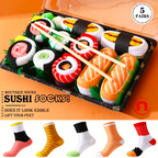 Caja de regalo de 1/2/5 pares de calcetines de sushi divertidos y bonitos