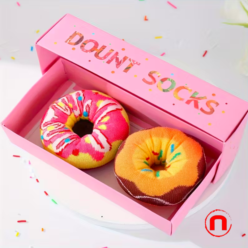 2 pares de calcetines de regalo con diseño de donut