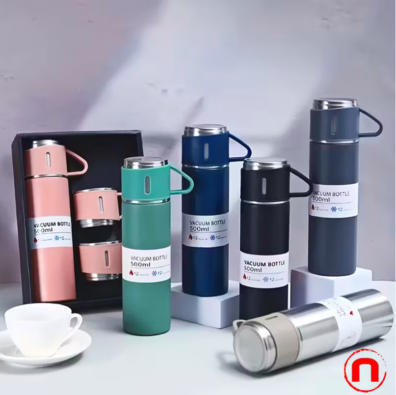4-Piece Gift Set: Stainless Steel Insulated Water Bottle and Tumblers