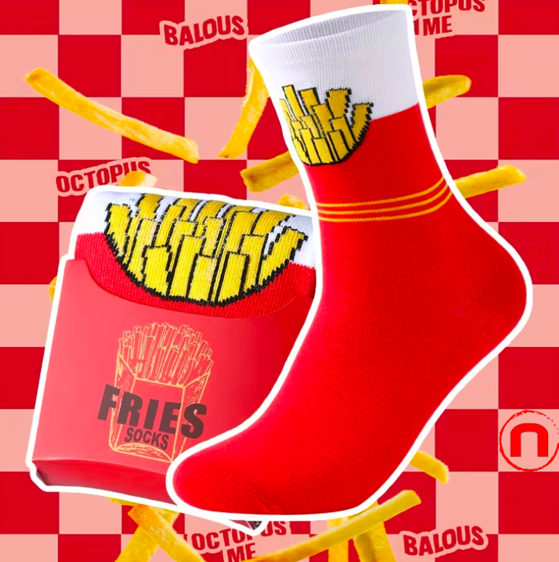 1 Pair of Funny French Fries Socks
