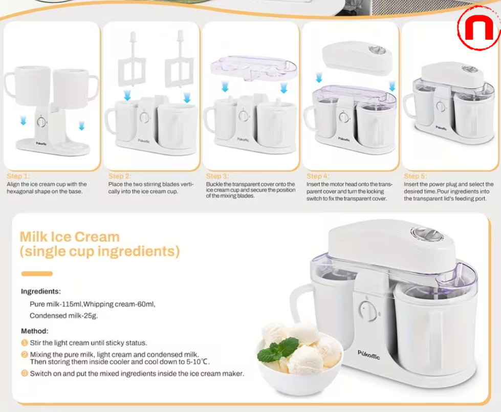 1 QT Home Ice Cream Maker - Perfect for Making Homemade Ice Cream