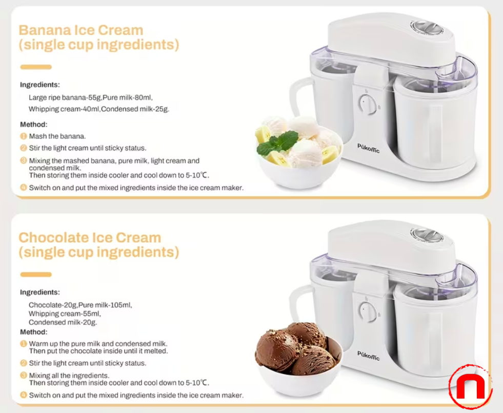 1 QT Home Ice Cream Maker - Perfect for Making Homemade Ice Cream