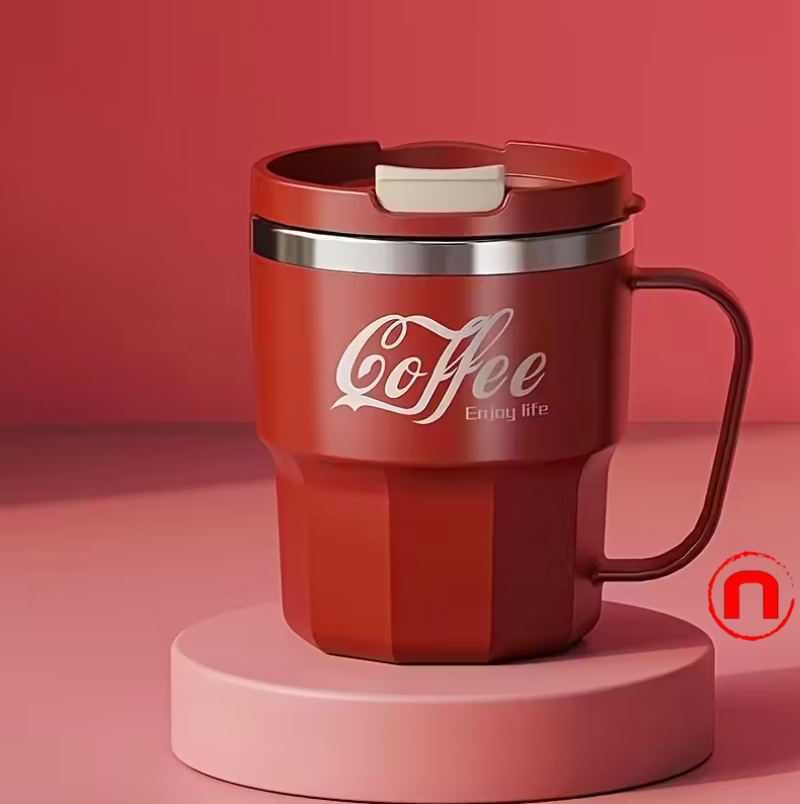 Taza de Café de Acero Inoxidable de Doble Aislamiento con Tapa