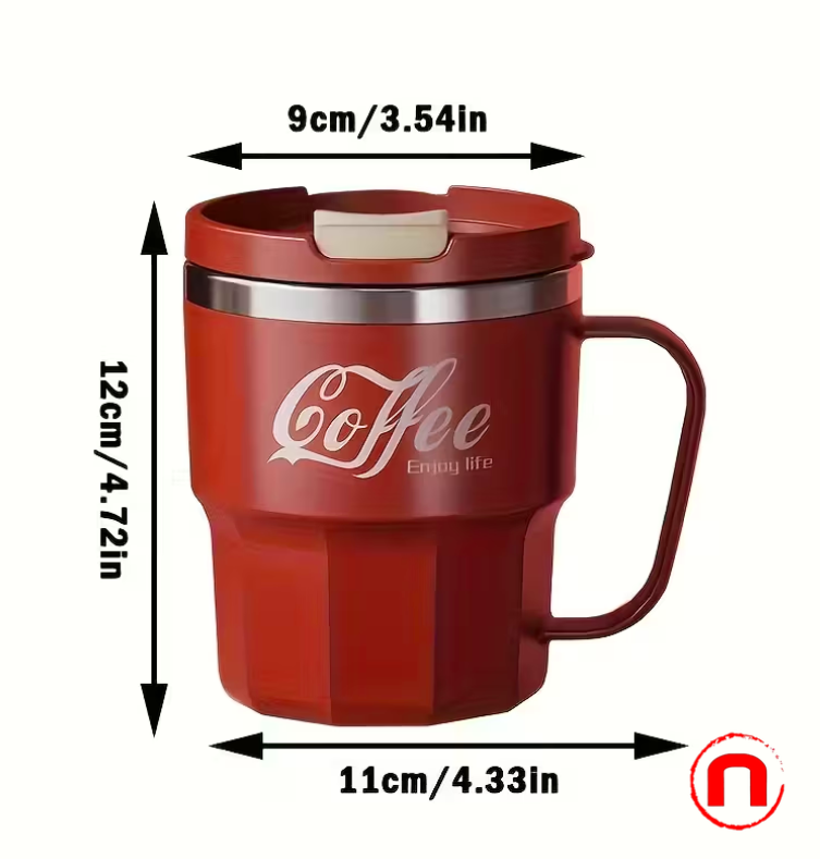 Taza de Café de Acero Inoxidable de Doble Aislamiento con Tapa