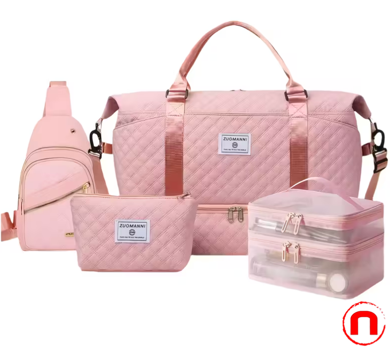 Juego de bolsas de viaje HengAi X de 4 piezas con compartimento para zapatos