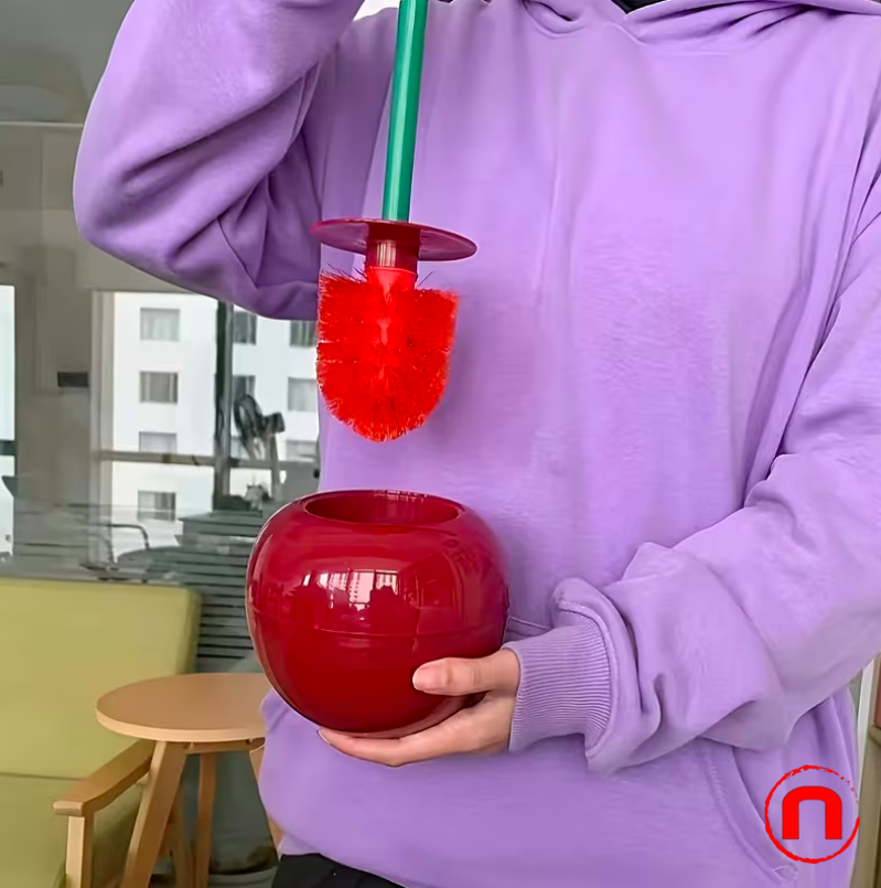 Creative Cherry-Shaped Toilet Brush with Holder