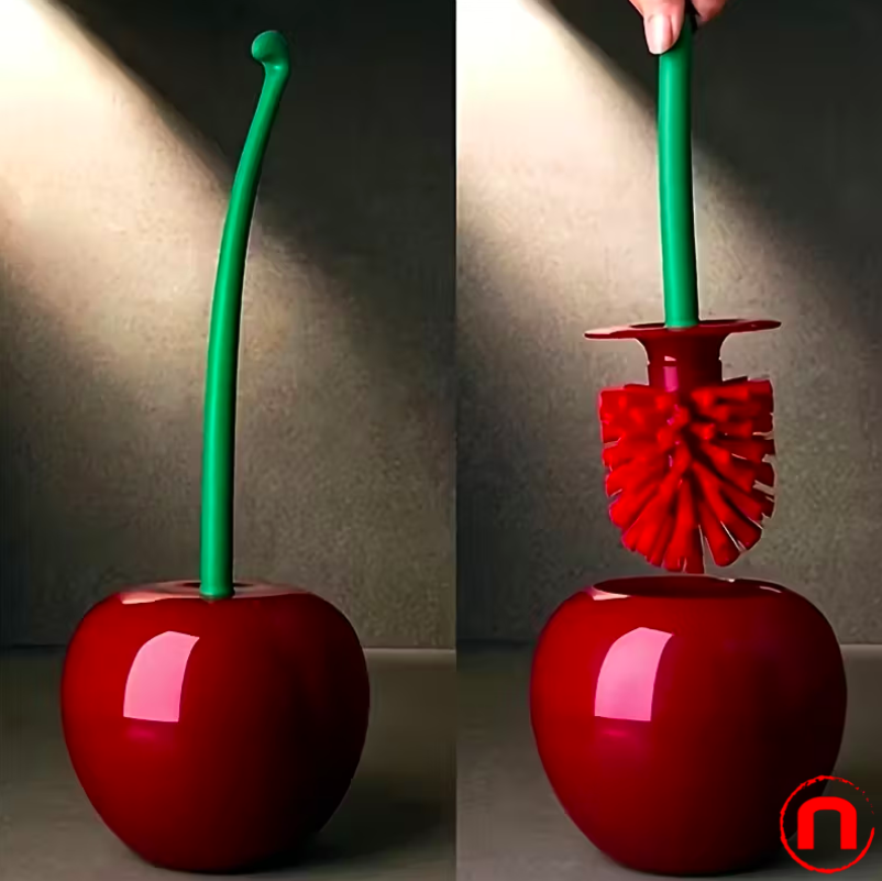 Creative Cherry-Shaped Toilet Brush with Holder