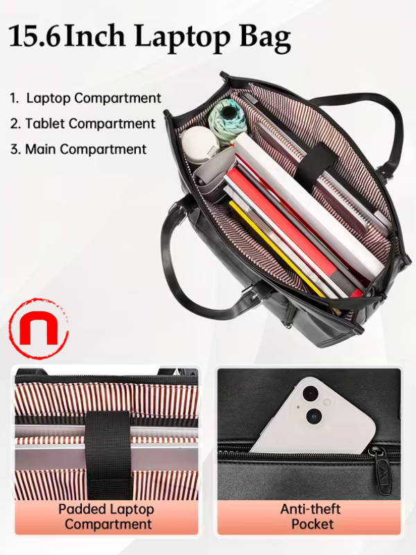 Bolso para portátil de mujer, bolso de mano para ordenador de 15,6 pulgadas
